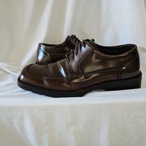 Kenneth Cole Reaction BRWN Leather Lace Up Square Toe Oxford Dress Shoe-Size: 10
